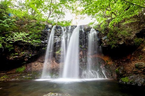 その美しさ、振り返らず滝　栃木那須園塩原