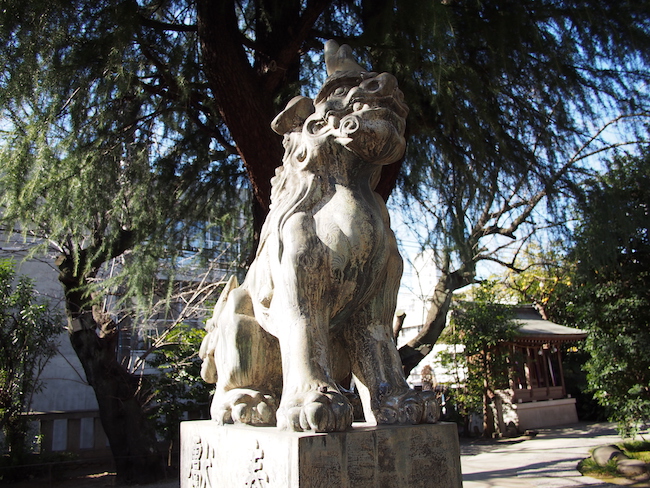 「青山熊野神社」（神宮前・青山の総鎮守）の風格ある狛犬