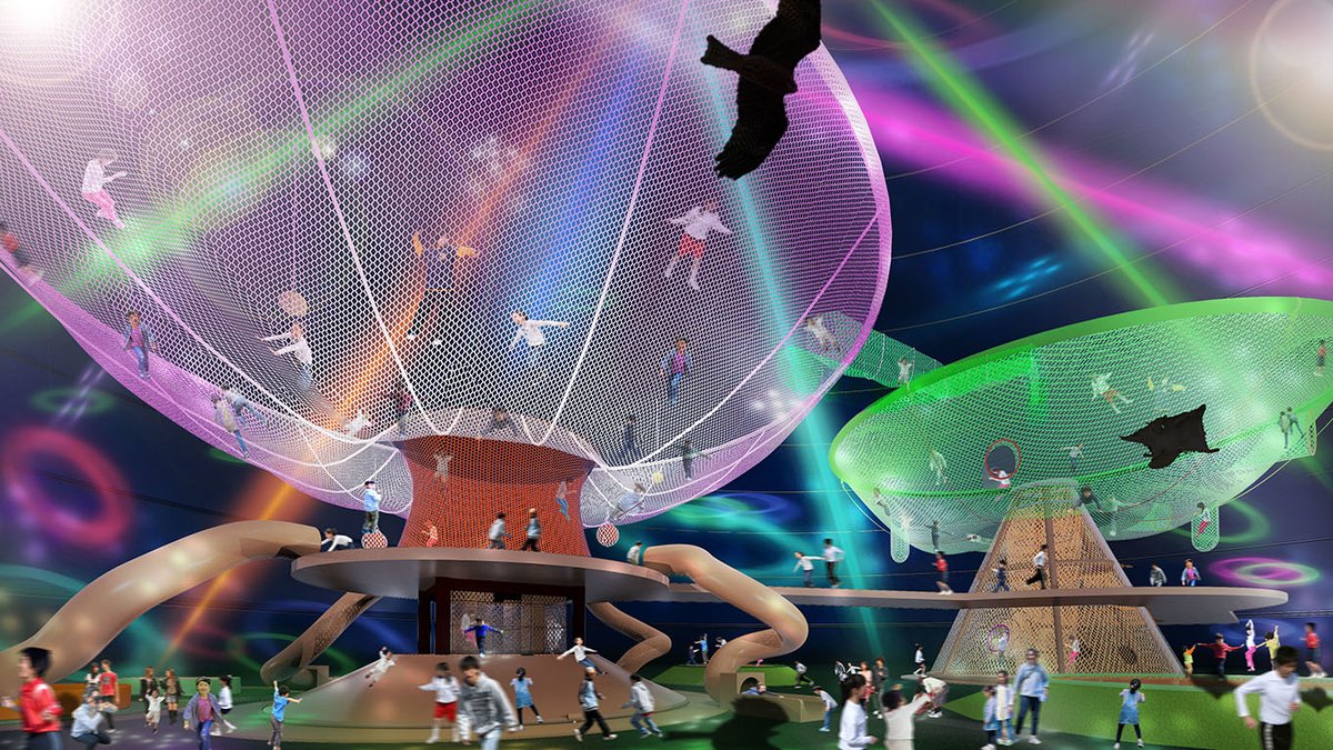 自然と光と音の空間。日本最大級の屋内アスレチック「巨大ネットの森